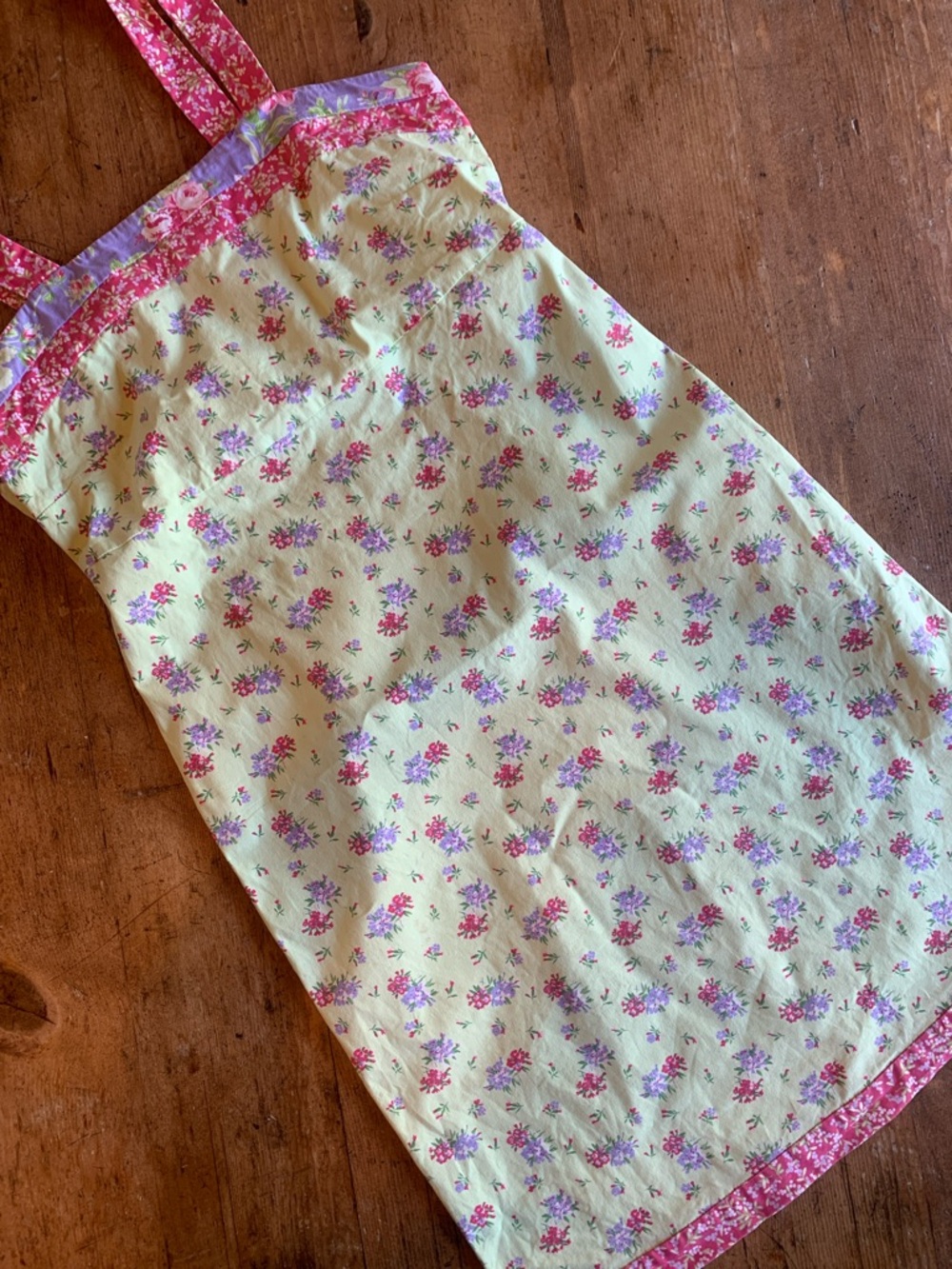 Hanna Andersson Yellow Floral Midi Dress with Pink Trim